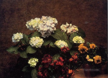 アジサイ クローブと 2 鉢のパンジー 花画家 アンリ ファンタン ラトゥール Oil Paintings